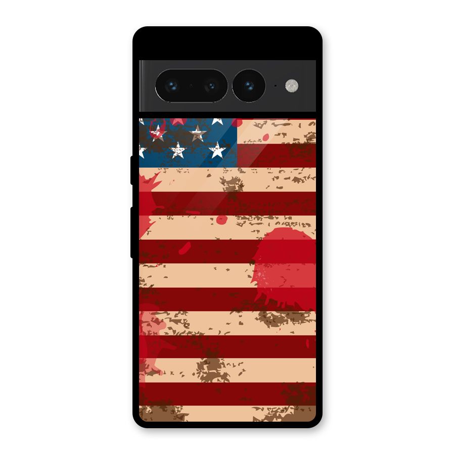 Grunge USA Flag Glass Back Case for Google Pixel 7 Pro
