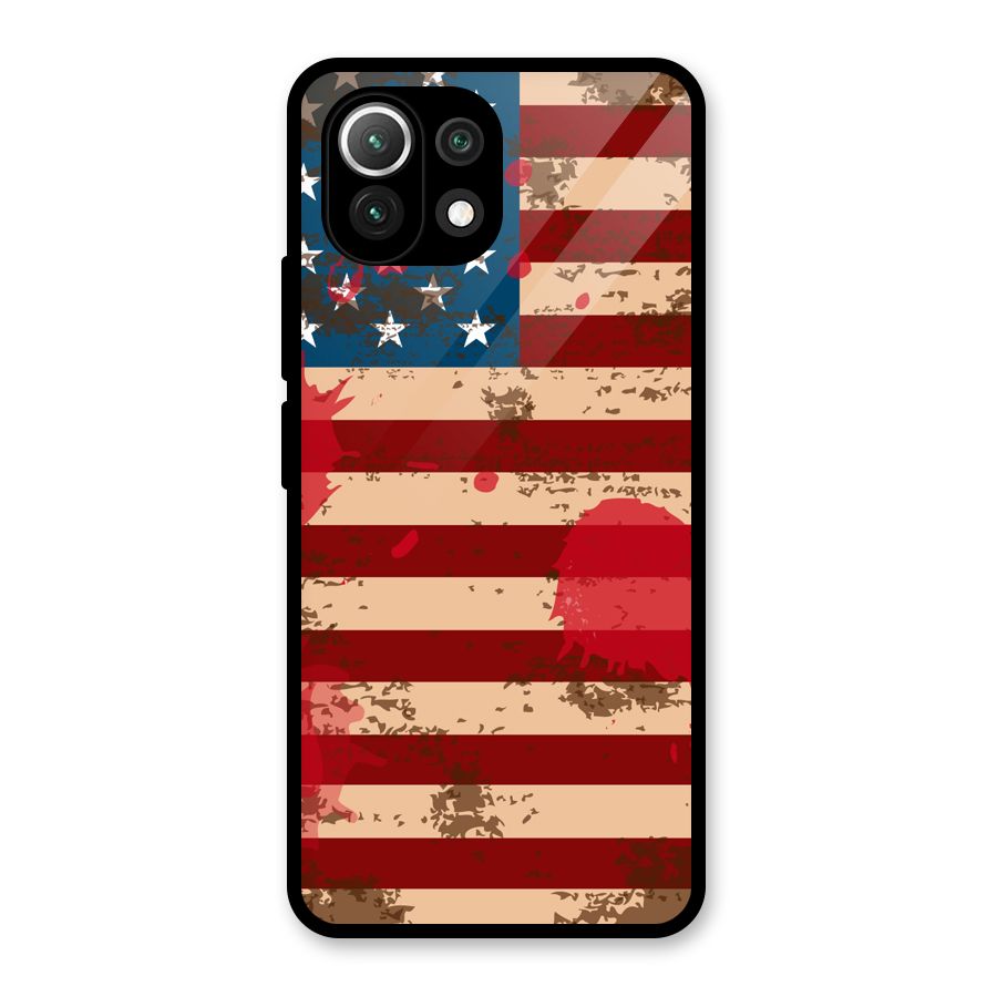 Grunge USA Flag Glass Back Case for Mi 11 Lite