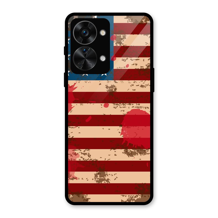 Grunge USA Flag Glass Back Case for OnePlus Nord 2T