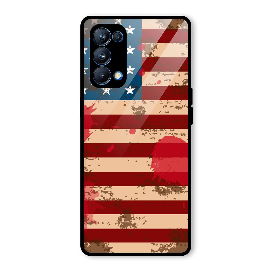 Grunge USA Flag Glass Back Case for Oppo Reno5 Pro 5G