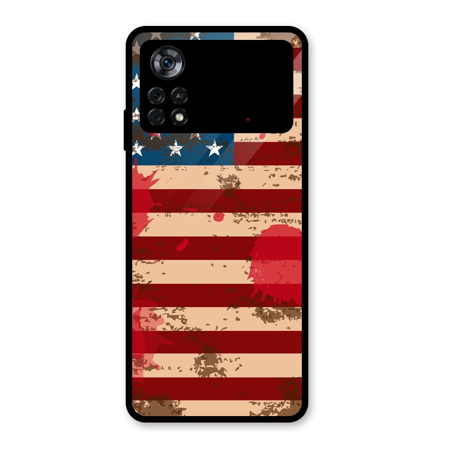 Grunge USA Flag Glass Back Case for Poco X4 Pro 5G