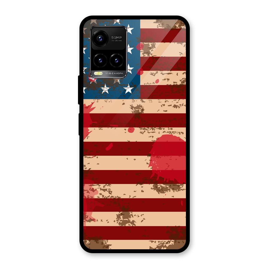 Grunge USA Flag Glass Back Case for Vivo Y21T