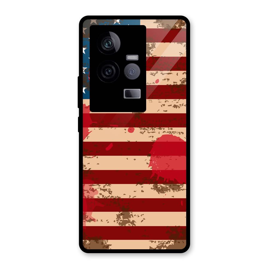 Grunge USA Flag Glass Back Case for Vivo iQOO 11 5G