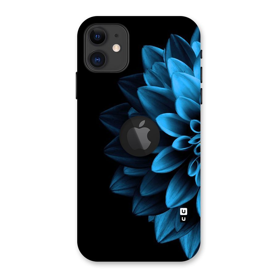 Half Blue Flower Back Case for iPhone 11 Logo Cut