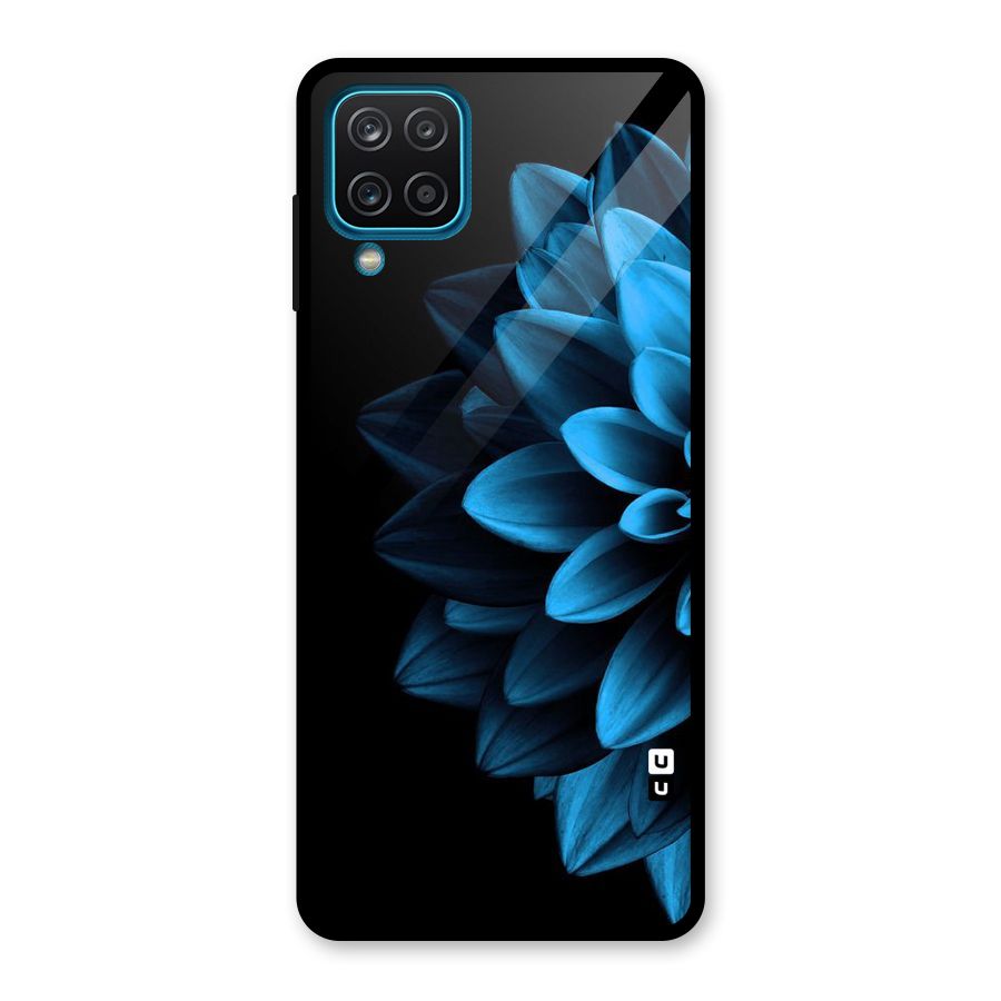 Half Blue Flower Glass Back Case for Galaxy A12
