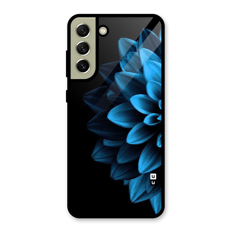 Half Blue Flower Glass Back Case for Galaxy S21 FE 5G