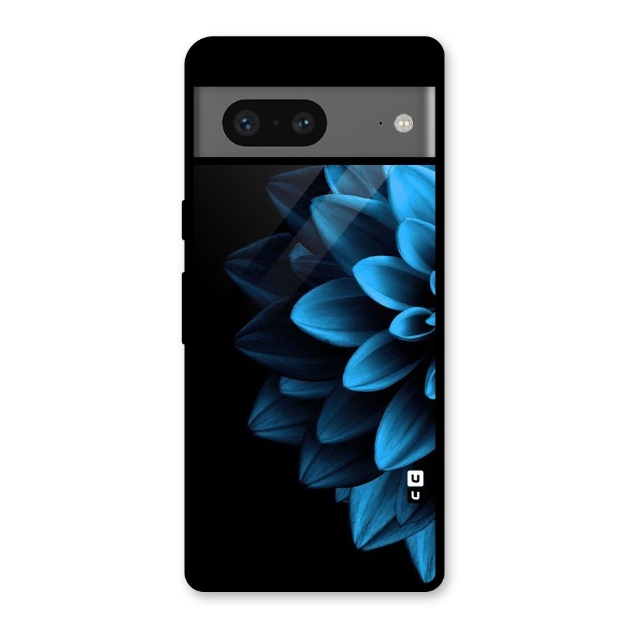 Half Blue Flower Glass Back Case for Google Pixel 7