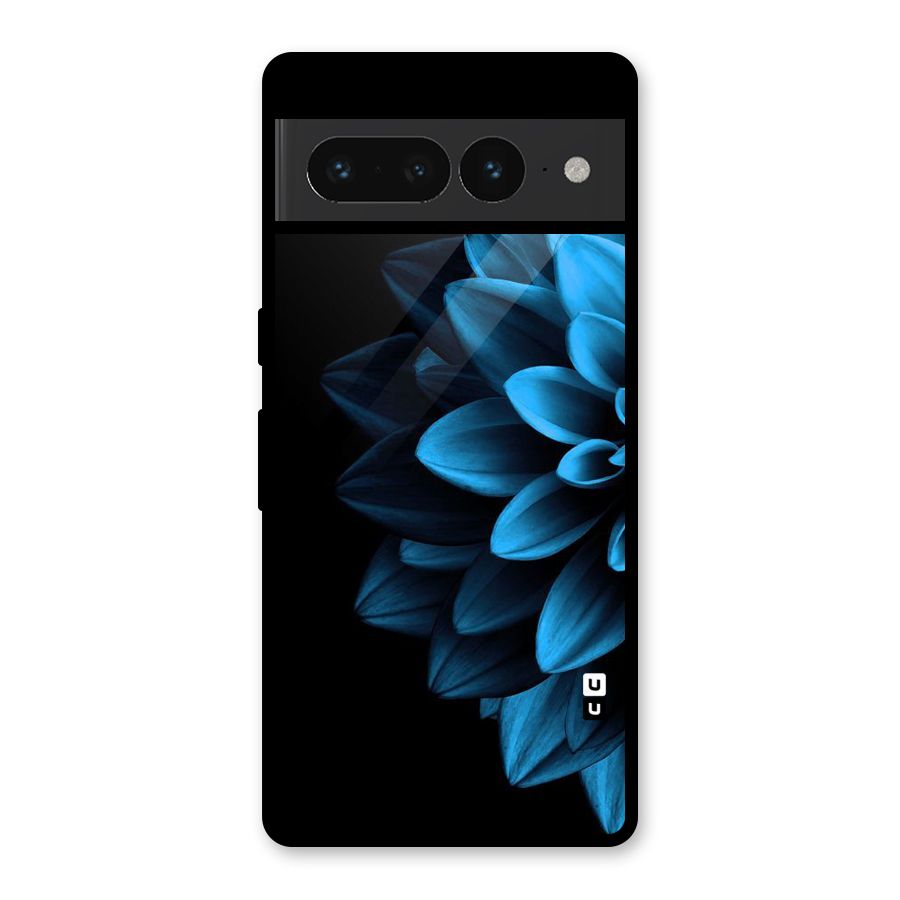 Half Blue Flower Glass Back Case for Google Pixel 7 Pro