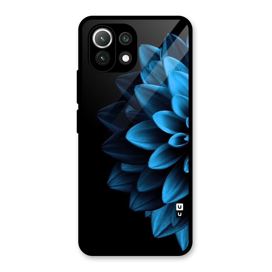 Half Blue Flower Glass Back Case for Mi 11 Lite NE 5G