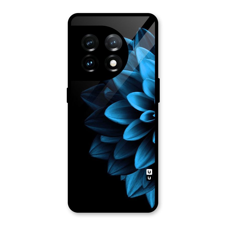 Half Blue Flower Glass Back Case for OnePlus 11
