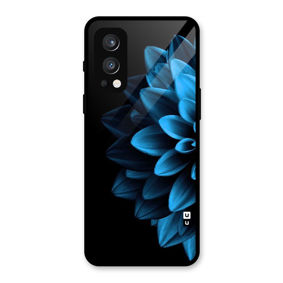 Half Blue Flower Glass Back Case for OnePlus Nord 2 5G