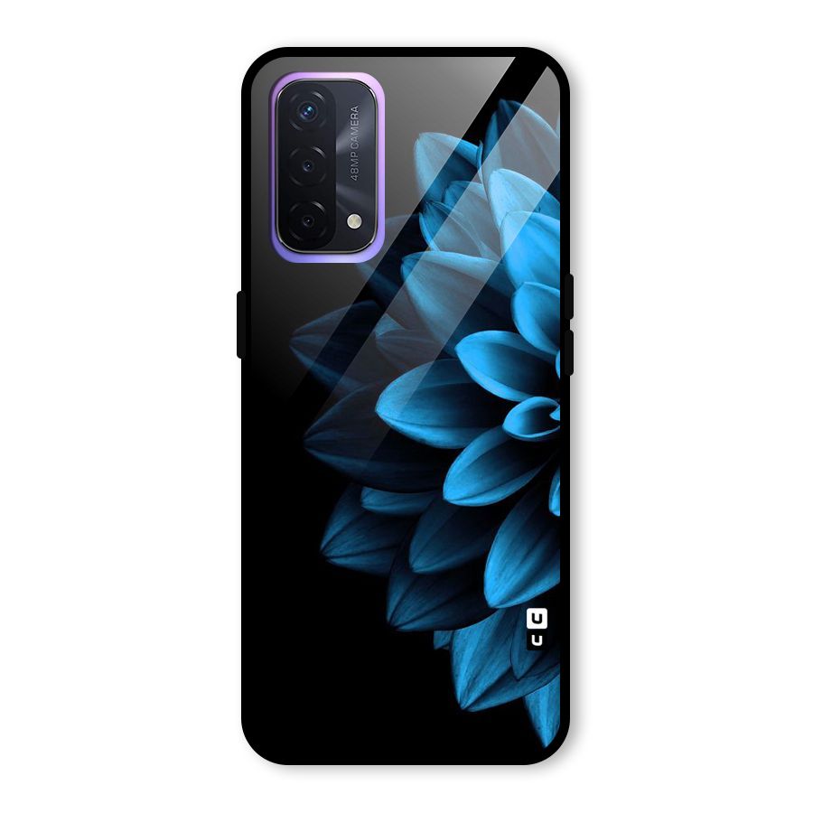 Half Blue Flower Glass Back Case for Oppo A74 5G
