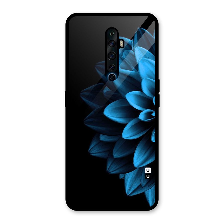 Half Blue Flower Glass Back Case for Oppo Reno2 F