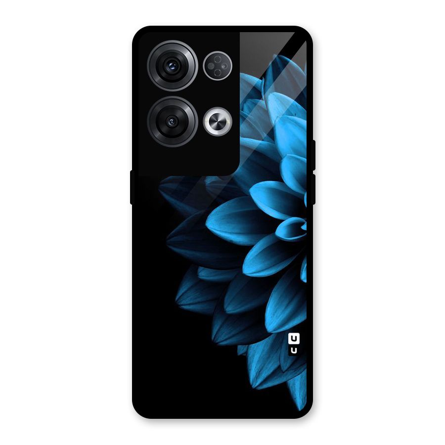 Half Blue Flower Glass Back Case for Oppo Reno8 Pro 5G