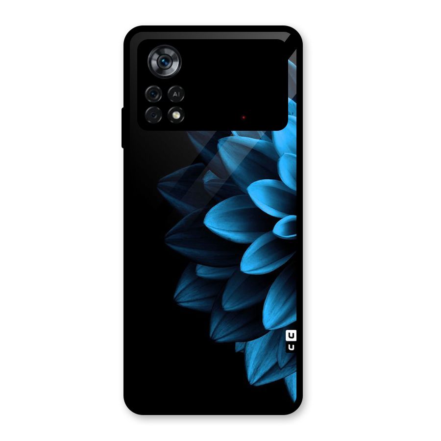 Half Blue Flower Glass Back Case for Poco X4 Pro 5G