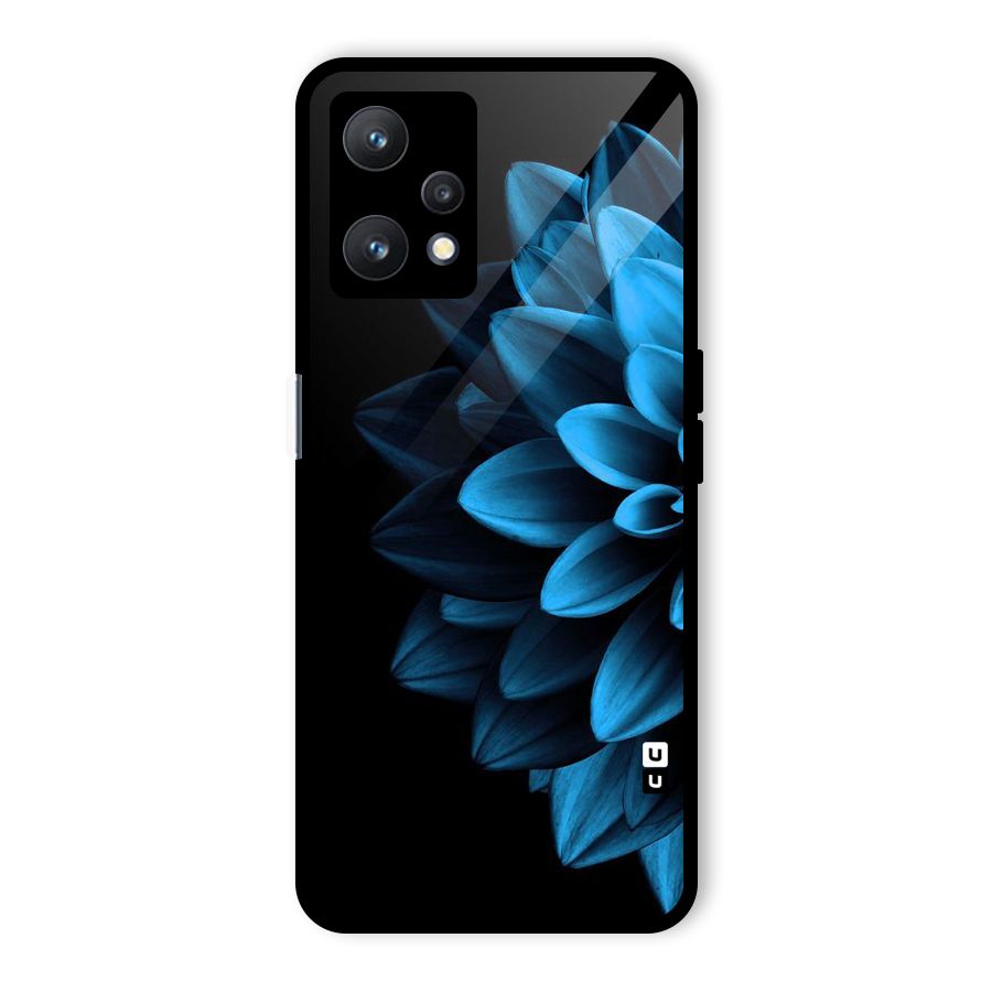 Half Blue Flower Glass Back Case for Realme 9 Pro 5G