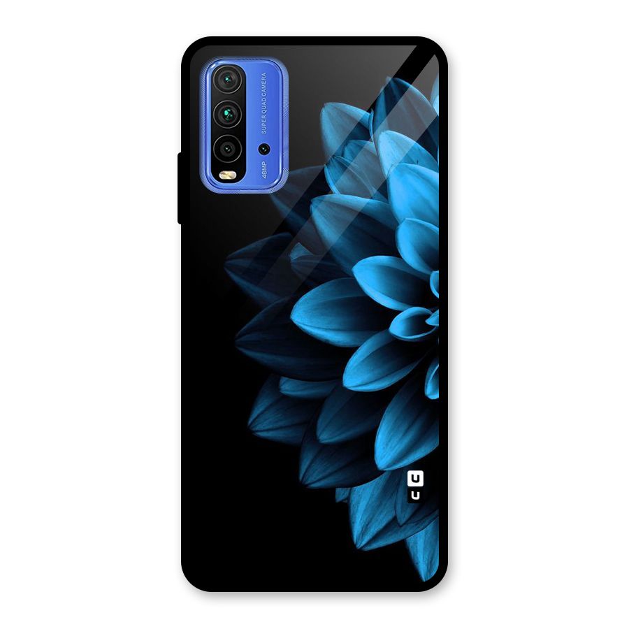 Half Blue Flower Glass Back Case for Redmi 9 Power