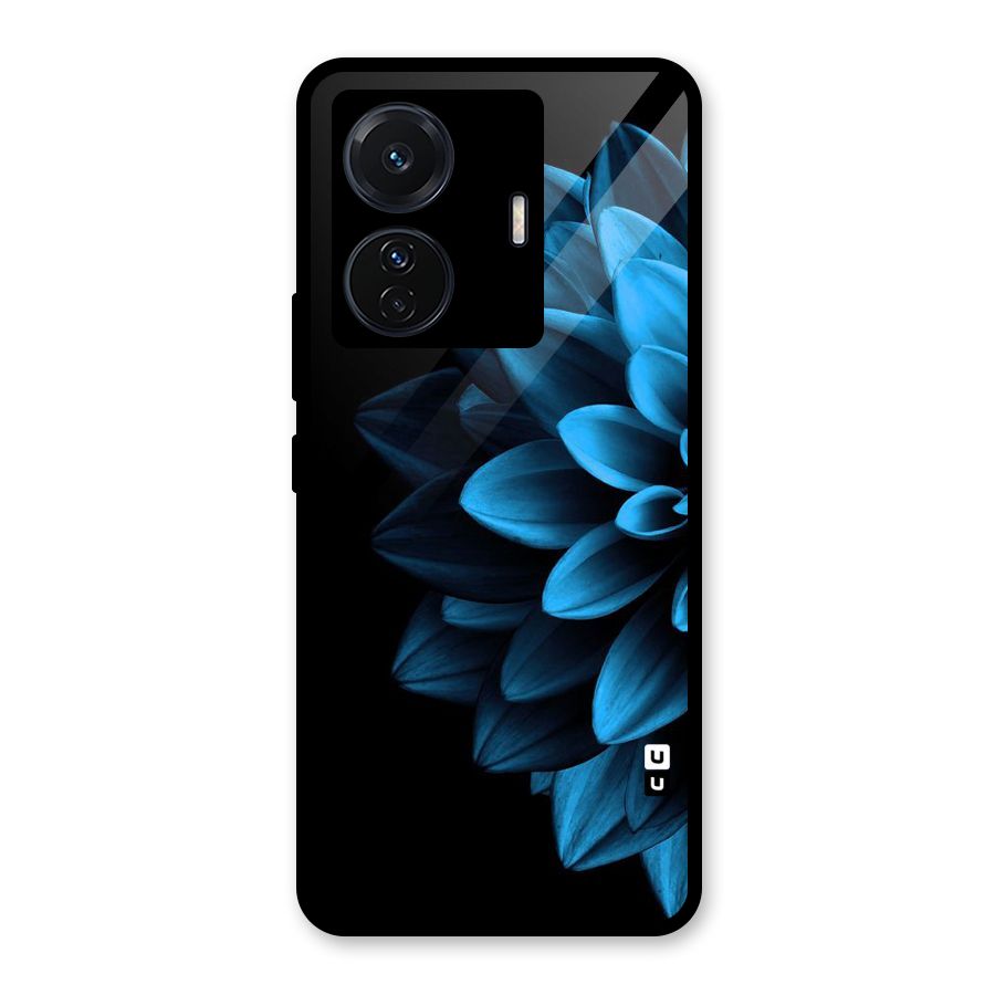 Half Blue Flower Glass Back Case for Vivo T1 Pro