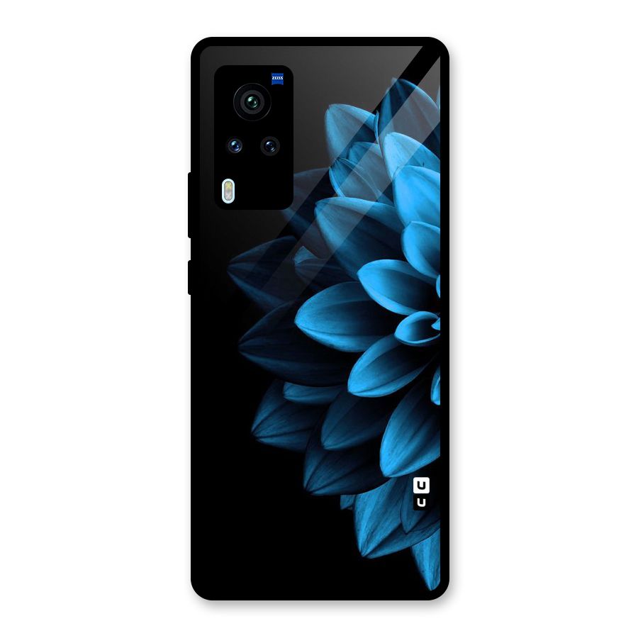 Half Blue Flower Glass Back Case for Vivo X60 Pro