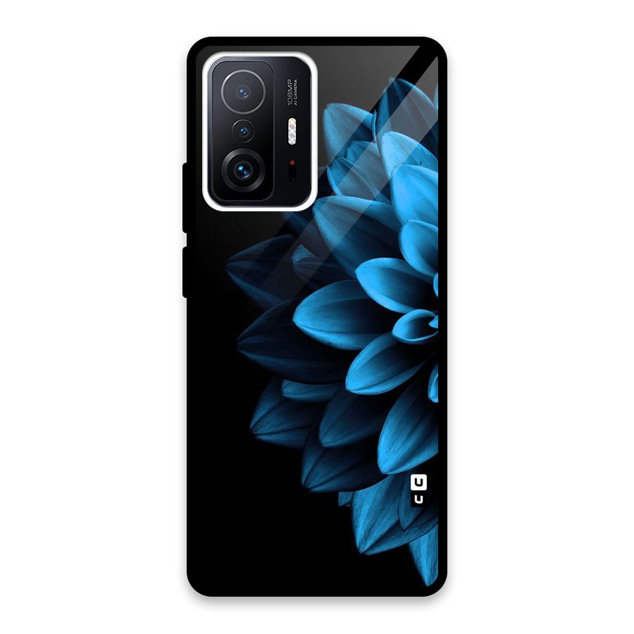 Half Blue Flower Glass Back Case for Xiaomi 11T Pro