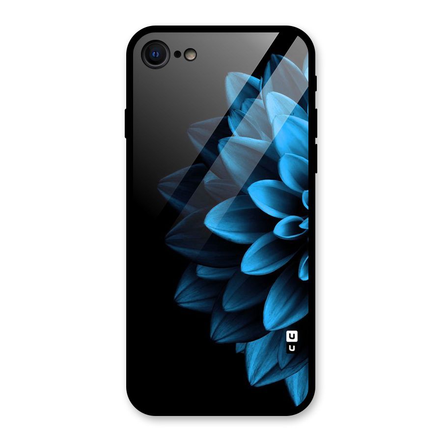 Half Blue Flower Glass Back Case for iPhone SE 2022
