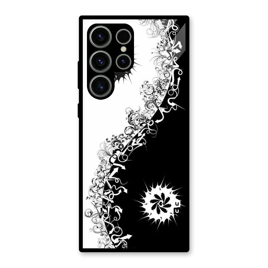 Half Peace Design Glass Back Case for Galaxy S23 Ultra