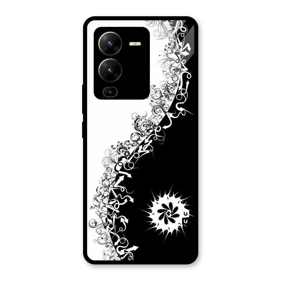 Half Peace Design Glass Back Case for Vivo V25 Pro