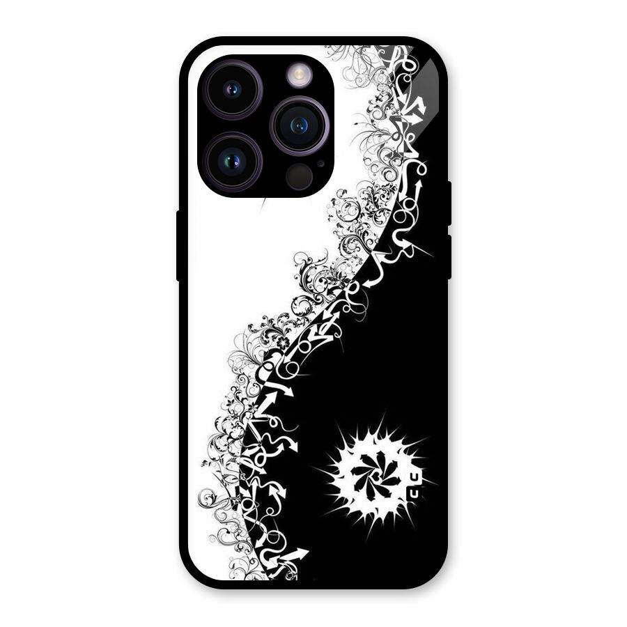 Half Peace Design Glass Back Case for iPhone 14 Pro
