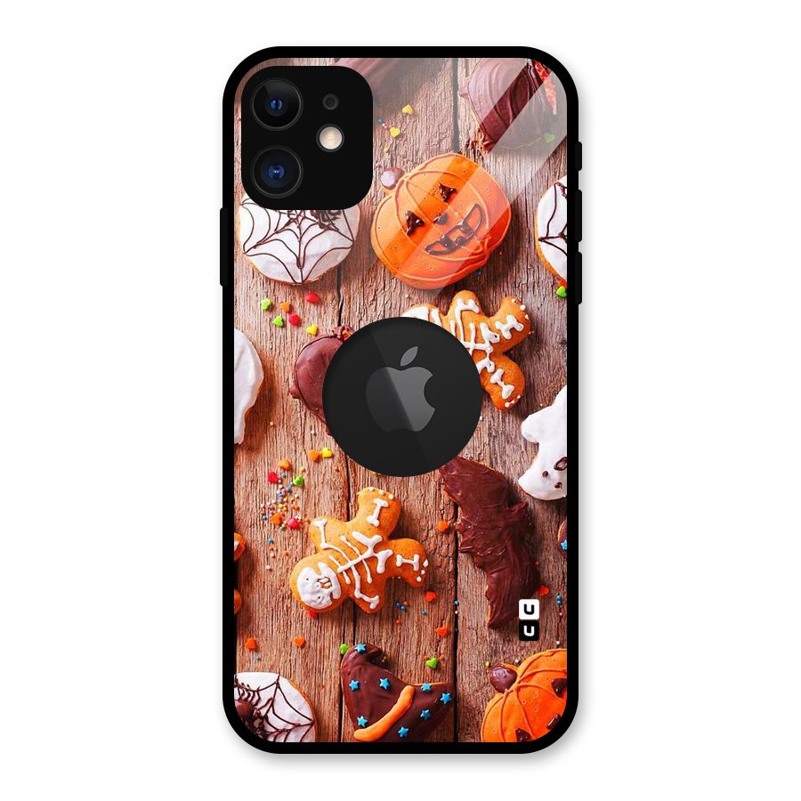 Halloween Chocolates Glass Back Case for iPhone 11 Logo Cut
