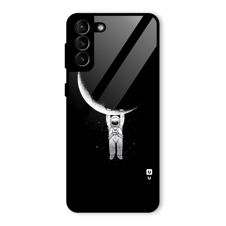 Hanging Astronaut Glass Back Case for Galaxy S21 Plus