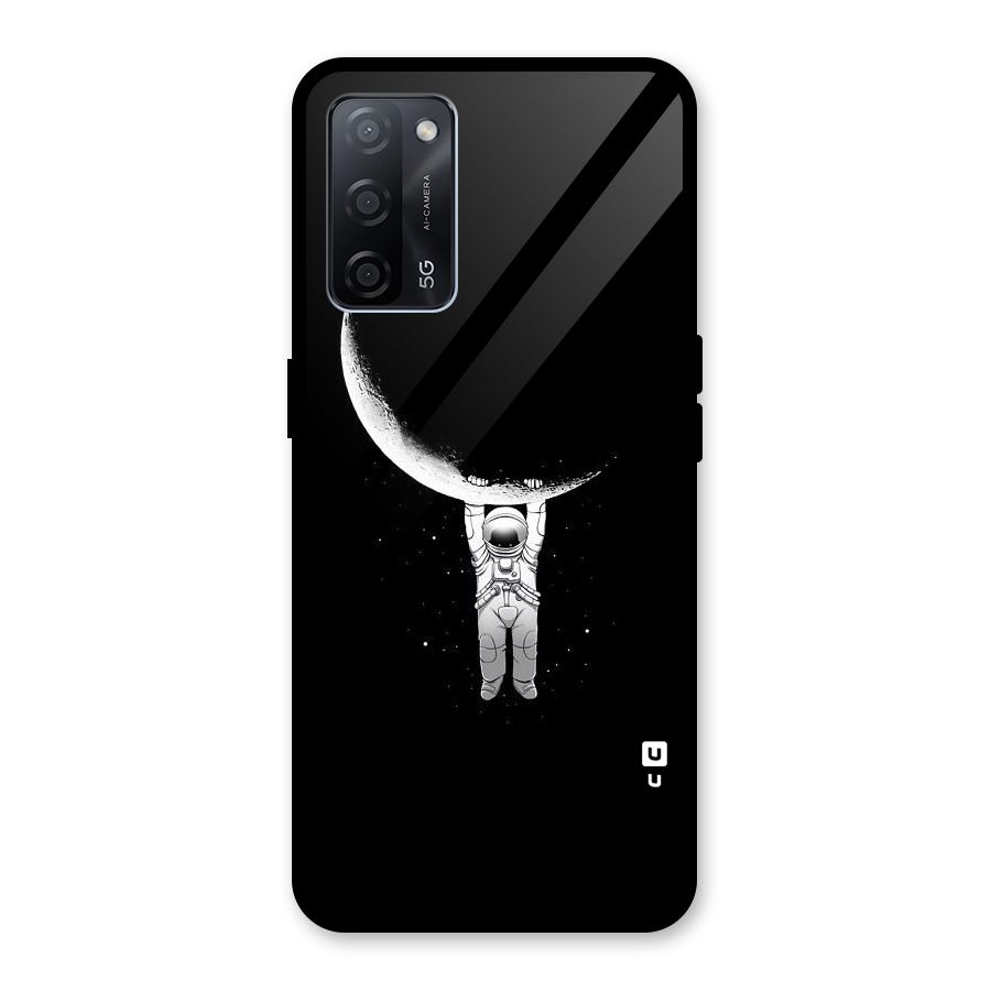 Hanging Astronaut Glass Back Case for Oppo A53s 5G