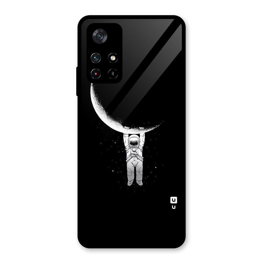 Hanging Astronaut Glass Back Case for Poco M4 Pro 5G