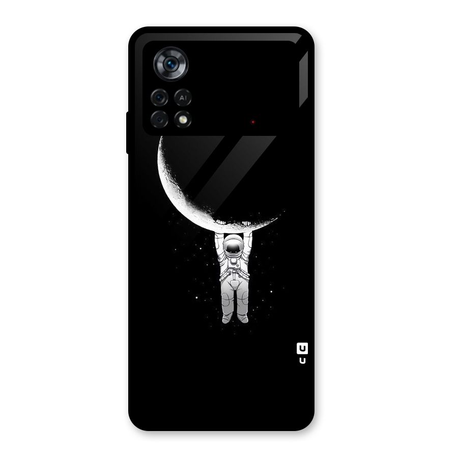 Hanging Astronaut Glass Back Case for Poco X4 Pro 5G
