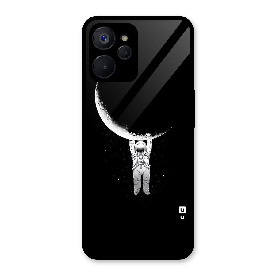 Hanging Astronaut Glass Back Case for Realme 9i 5G