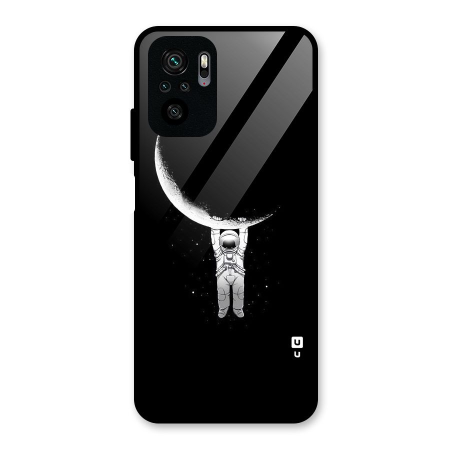 Hanging Astronaut Glass Back Case for Redmi Note 11 SE