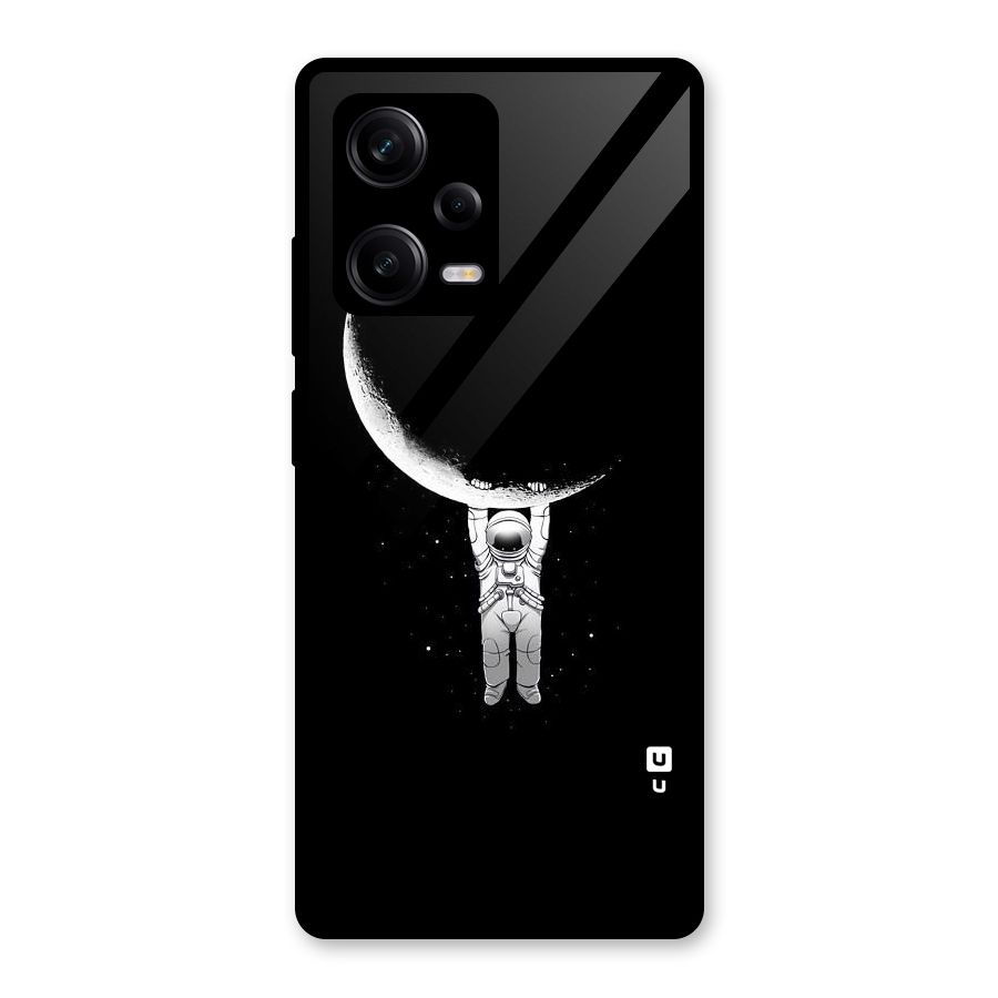 Hanging Astronaut Glass Back Case for Redmi Note 12 Pro