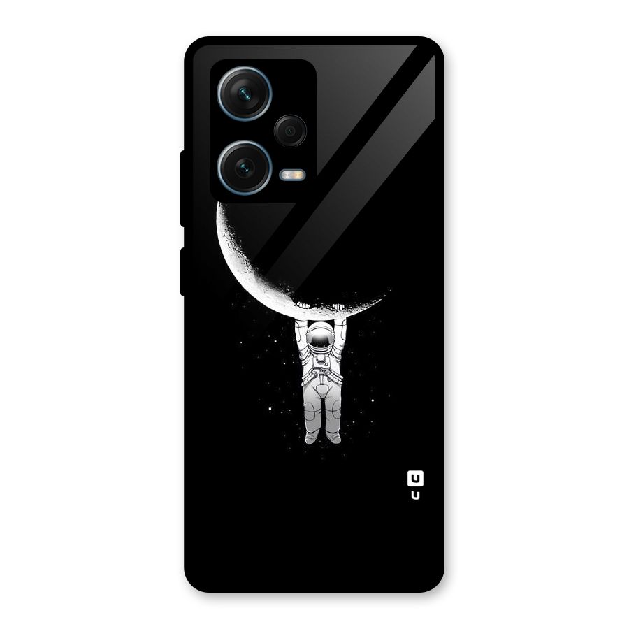 Hanging Astronaut Glass Back Case for Redmi Note 12 Pro Plus 5G