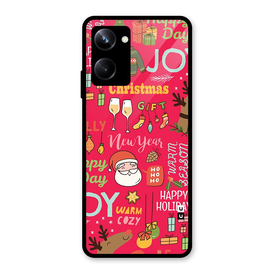 Happy Day Christmas Joy Glass Back Case for Realme 10 Pro