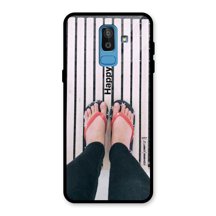 Happy Feet Glass Back Case for Galaxy J8