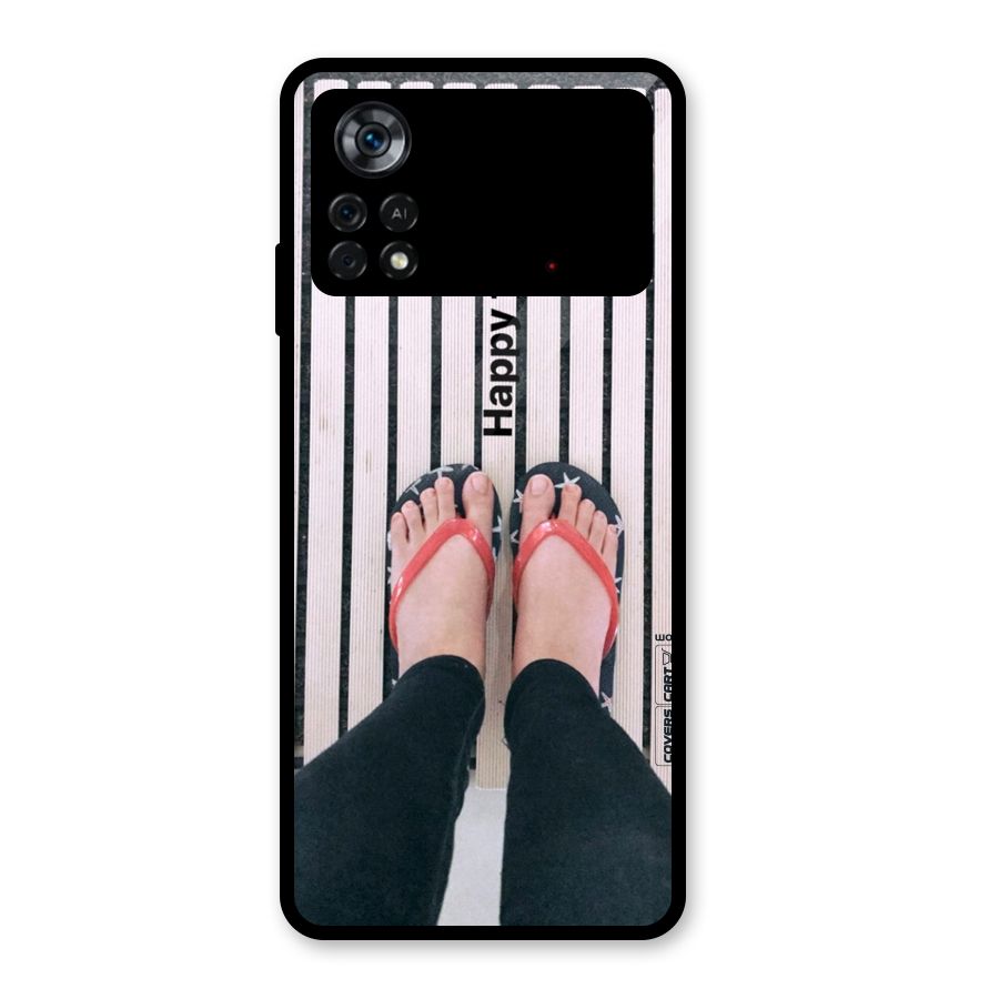 Happy Feet Glass Back Case for Poco X4 Pro 5G