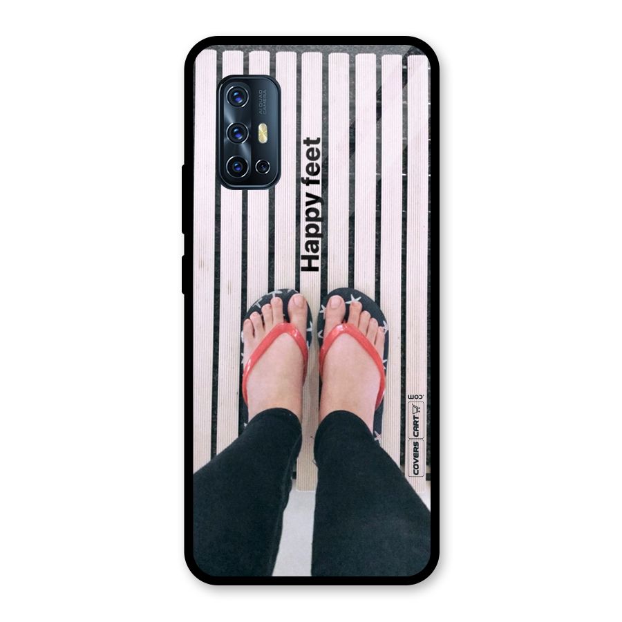 Happy Feet Glass Back Case for Vivo V17