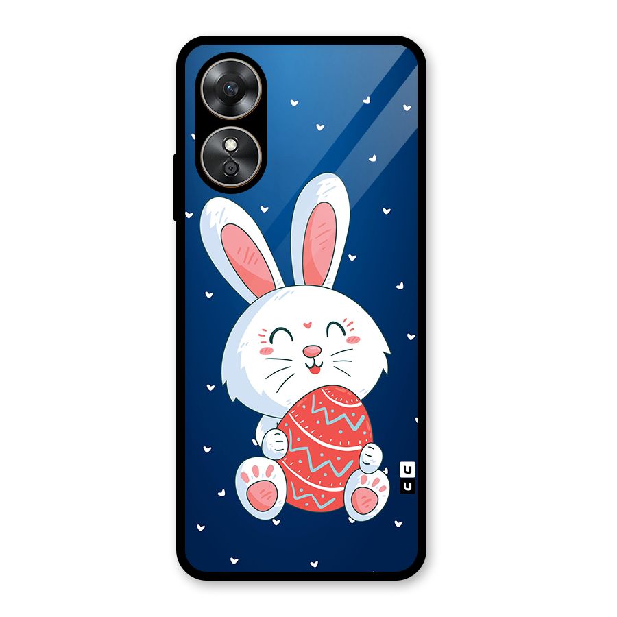 Happy Festive Bunny Glass Back Case for Oppo A17