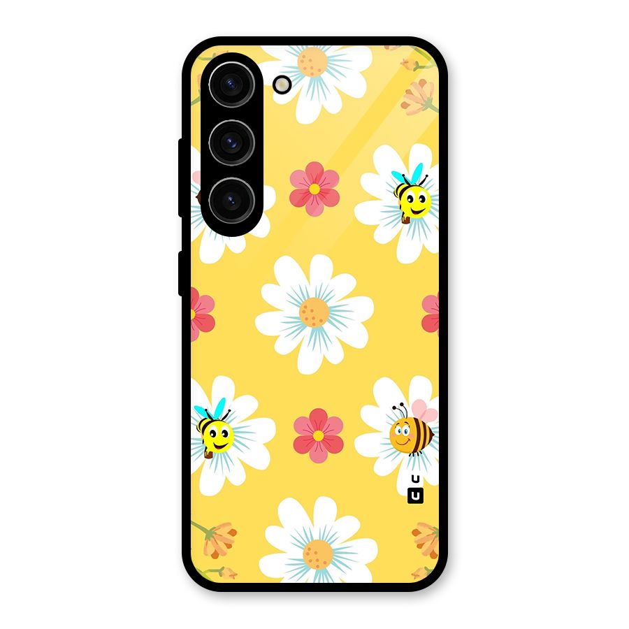 Happy Flowers Glass Back Case for Galaxy S23