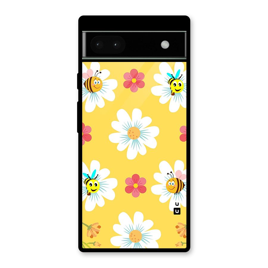 Happy Flowers Glass Back Case for Google Pixel 6a