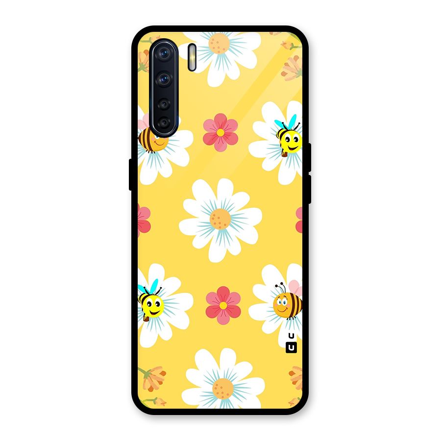 Happy Flowers Glass Back Case for Oppo F15