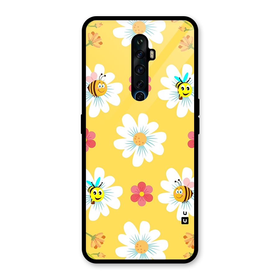 Happy Flowers Glass Back Case for Oppo Reno2 F