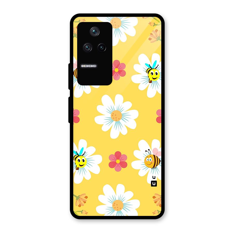 Happy Flowers Glass Back Case for Poco F4 5G