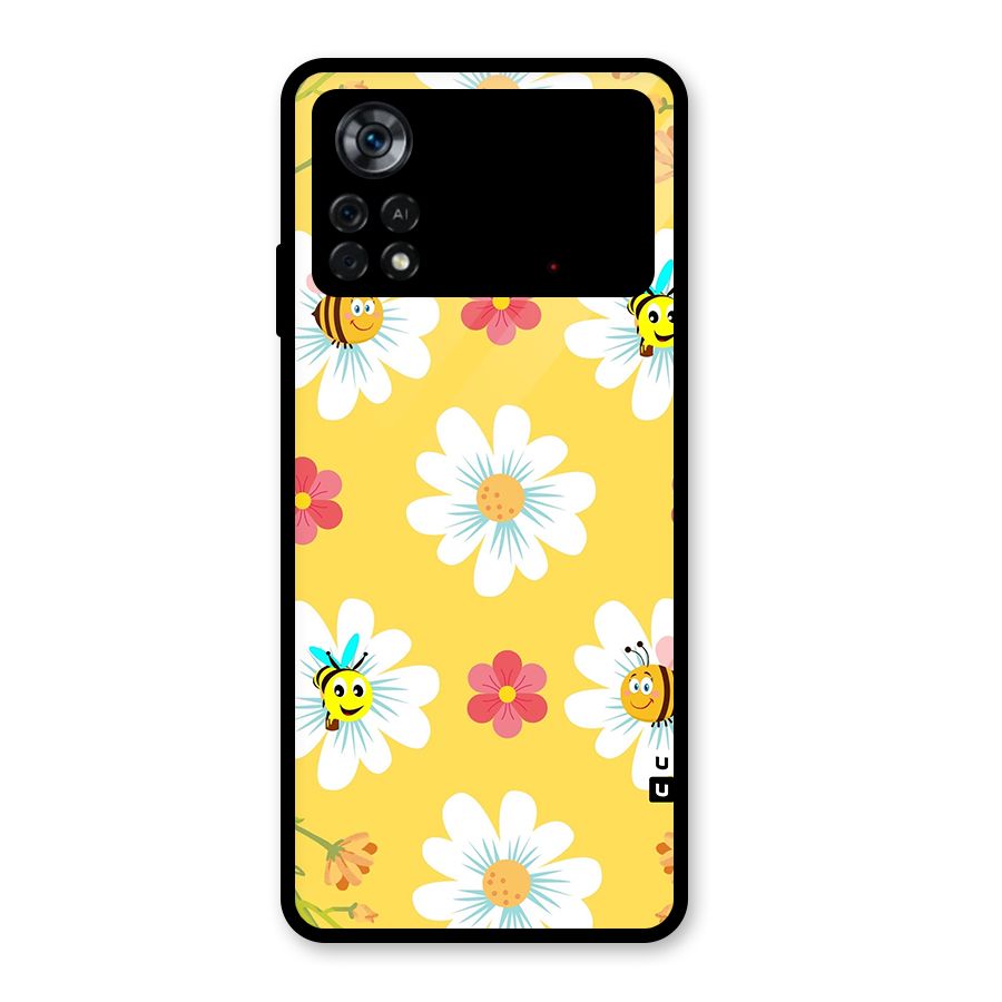 Happy Flowers Glass Back Case for Poco X4 Pro 5G