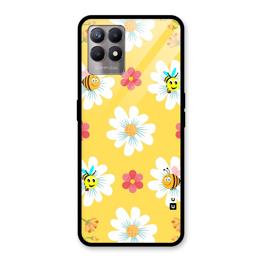 Happy Flowers Glass Back Case for Realme Narzo 50
