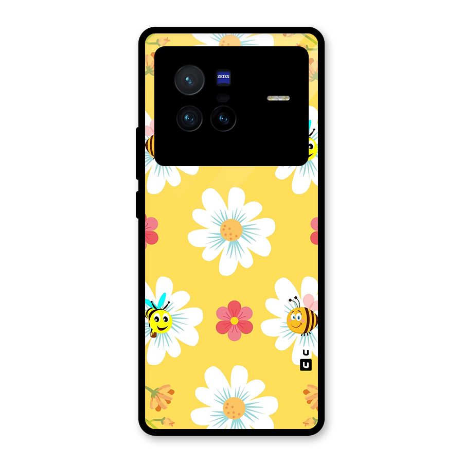 Happy Flowers Glass Back Case for Vivo X80